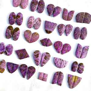 Paire de cabochons de purpurite naturelle, paires de pierres précieuses violettes assorties de qualité supérieure, vente en gros pour la fabrication de bijoux - Product Image 5