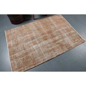 พรมขนสัตว์ตุรกีโบราณสีเบจ3.7 x 5.3ft สไตล์คลาสสิกงานเย็บปะดีไซน์แบนเรียบสำหรับตกแต่งห้องนั่งเล่น - Product Image 2