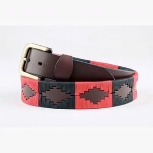 Ceinture en cuir de polo de meilleure qualité avec boucle dorée brodée de couleur rouge et verte pour accessoires de sport - Product Image 1