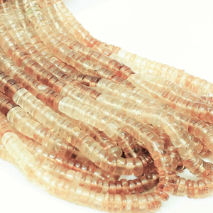 Perles de topaze impériale naturelle, teintées, lisses, en forme de pneu, 6-9 mm, perles de topaze brune taillées en roue, perles Heishi, bijoux - Product Image 2