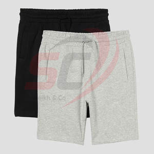 Pantalones cortos de gimnasio de algodón 100% al por mayor para hombres, pantalones cortos de sudor transpirables de forro polar deportivos pesados con patrón sólido para correr informal - Product Image 2