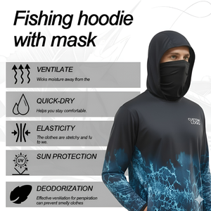 T-shirts de pêche unisexes à manches longues de haute qualité, en Spandex/Polyester, UPF50, antibactériens, camouflage, évacuation de l'humidité - Product Image 6