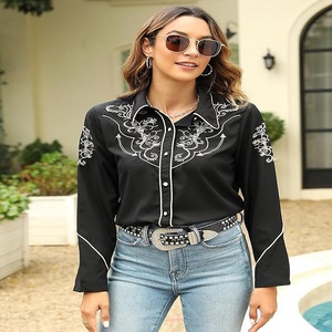 Chemise à manches longues brodée à carreaux pour femmes de qualité supérieure Chemise à col boutonné à séchage rapide Couleur personnalisée Coupe classique - Product Image 2