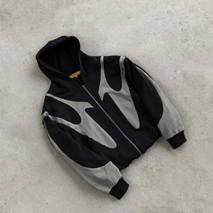 Fabricante de bordado de gran tamaño Full Zip Us Graphics Heavy Oversized Thermal hoodies 100% Cotton Custom Hoodies - Product Image 3