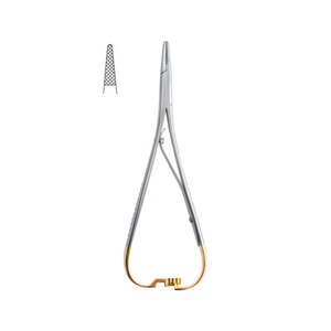 ที่จับเข็มแบบแมนนวล TC Mathieu Steel ขนาด 5.5 นิ้ว 14 ซม. คีมตรง เครื่องมือผ่าตัดทางทันตกรรม คุณภาพสูง - Product Image 1