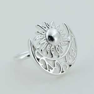 925 Sterling Silver Sun Moon <b>Ring</b> Handmade Boho <b>Statement</b> Jewelry Pearl 18K Perfect Birthday Gift for Her January Birthstone - Product Image 2