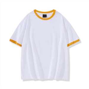 Camiseta de 210g de peso pesado 100% algodón para hombre, camiseta de manga corta personalizable con contraste de color Ringer, camisas para hombre, servicio OEM - Product Image 2
