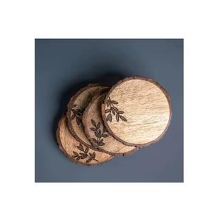 Sous-verre en bois carré en noyer brun foncé personnalisable, écologique, durable, style dessin animé, design unique, sous-verre pour tasse à café, vente en gros - Product Image 5