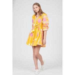 High Fashion Designer Embroidered Boho Gypsy Dress for Women Balloon Sleeve and Tassel Detail Natural Waistline - Product Image 4