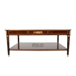 Juego de Mesa de Centro de Madera Clásica de Lujo con Incrustaciones de Latón - Product Image 3