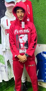 เสื้อมีฮู้ดซักได้สำหรับผู้ชายขนาดใหญ่พิเศษกางเกงขาบานปักลาย3D แบบสตรีทแวร์สีพื้นแบบกำหนดเอง - Product Image 3