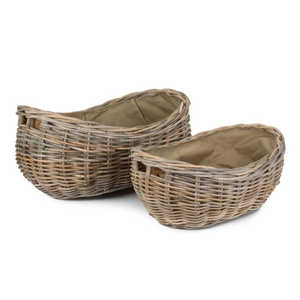 Cesta de ratán con forma de barco Rotin con revestimiento de yute para uso doméstico Material de jacinto de agua duradero y algas marinas - Product Image 2