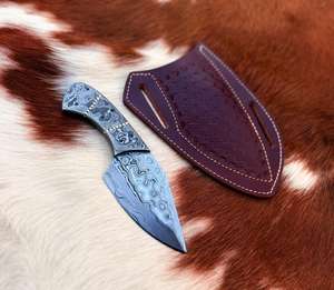 Couteau de chasse Dewdrop en acier Damas à lame pleine, style japonais, fabriqué au Pakistan, personnalisé - Product Image 1