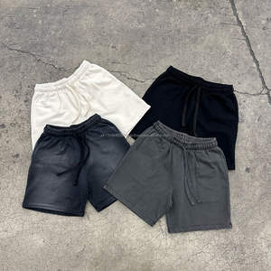 Unisex Summer Sweat <b>Shorts</b> Custom Logo Heavyweight Cotton Vintage Sun Faded Acid Wash Solid <b>Pattern</b> High Street for <b>Men</b> Women - Product Image 5