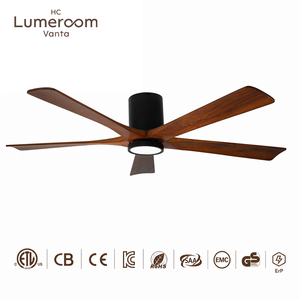 Ventilateur de plafond encastré de 60 pouces avec lumière, pales en bois massif, moteur DC, télécommande APP, LED dimmable – En stock aux États-Unis - Product Image 1