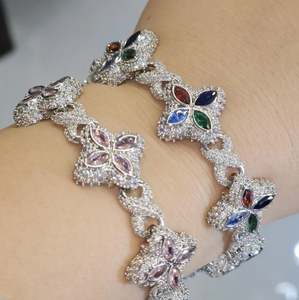 Pulseras de hojas chapadas en oro y plata 7 pulgadas 8 pulgadas Iced Hip Hop joyería para mujeres regalos de cumpleaños y aniversario collares de moissanita - Product Image 3