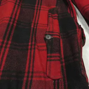 Jaqueta de lã Merrill grande masculina de lã grossa xadrez de búfalo de caça, jaqueta vermelha preta feita nos EUA