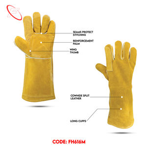 Guantes de soldadura de cuero dividido de vaca de Venta caliente Guante de seguridad industrial de puño largo para el trabajo diario Origen de Pakistán - Product Image 2
