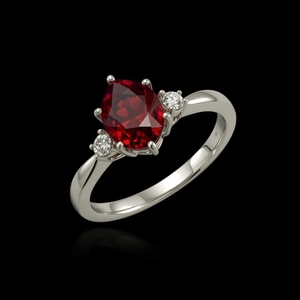 แหวนหมั้นโกเมน925เงินแท้สำหรับผู้หญิงที่มีเพชรกลมเน้นของขวัญเครื่องประดับที่ดี - Product Image 1