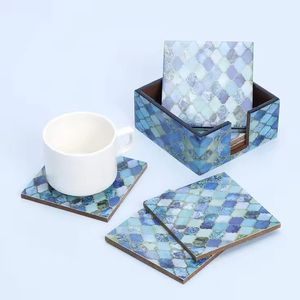 Best Selling Square Mother of Pearl <b>Coaster</b> Set with Holder for <b>Table</b> Decor <b>Coaster</b> for Drinks OEM Accepted from Vietnam Factory - Product Image 1