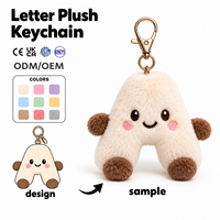 Porte-clés en peluche de coton personnalisé OEM ODM, breloque de sac en forme de lettre alphabet, tailles unisexe, certifié CE