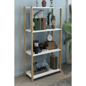 Asya White 4-<b>Tier</b> Wooden Multi-Purpose Shelf, <b>Plant</b> <b>Stand</b>, Bathroom Shelf and Bookcase - Product Image 6