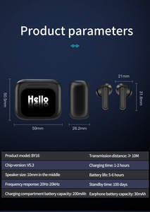 Hot bán <span class=keywords><strong>2025</strong></span> <span class=keywords><strong>New</strong></span> <span class=keywords><strong>mini</strong></span> không dây bt5.1 thể thao Tai nghe by16 TWS tai nghe Tai nghe không dây bức xạ miễn phí ai dịch tai nghe - Product Image 6