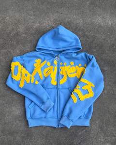 เสื้อครอปแบบมีฮู้ดสำหรับผู้ชายเสื้อครอปปักลายแบบมีซิปลายระบายความร้อนสไตล์วินเทจ - Product Image 4