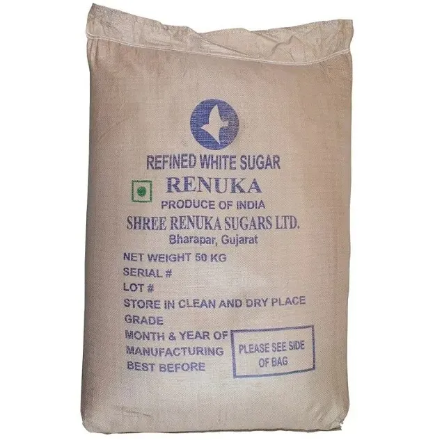 Rafine şeker doğrudan 50kg ambalaj beyaz şeker Icumsa 45 şeker ihracat