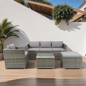 IPRO Premium Modern PE Wicker Rattan Outdoor <b>Garden</b> Sofa <b>Set</b> Patio Modular Lounge <b>Corner</b> 5-Seater Weather Resistant Waterproof - Product Image 1