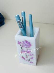 Handmade Blue Marble <b>Pen</b> Stand Best Price Wholesale <b>Desk</b> Organizer with Elegant Flower Design Handcrafted Best Price <b>Pen</b> <b>Holder</b> - Product Image 2