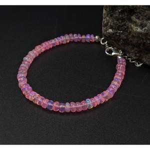 AAA+ Pink Ethiopian <b>Opal</b> Beaded <b>Bracelet</b> with Garnet Amethyst Pearl Diamond and Agate Trendy Religious Style Perfect Gift - Product Image 1