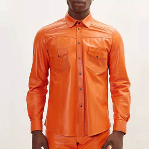 Chemise en cuir pour homme de couleur personnalisée disponible de différentes tailles conception en gros chemise en cuir pour homme à prix raisonnable - Product Image 1