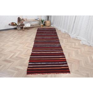3.2x9.9 ft Kilim <b>Rug</b>, Turkish <b>Vintage</b> <b>Rug</b>, Red Brown Moroccan <b>Rug</b> - Product Image 1