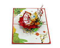 Tarjetas de Año Nuevo Lunar emergentes y tarjetas de felicitación 3D del zodiaco Invitación de diseño personalizado con logotipo del proveedor de Vietnam