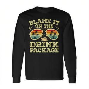 T-shirt a maniche lunghe per pacchetto crociera, abbigliamento coordinato per crociere con design 'Blame IT on the Cruise' per promozioni - Product Image 2