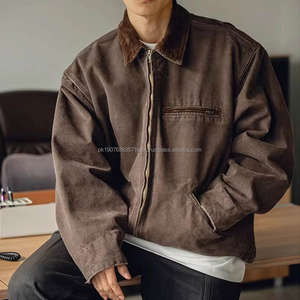 Veste de travail personnalisée en toile de canard robuste effet vieilli, doublée, style ouvrier vintage Detroit, veste de charpentier épaisse pour travaux lourds - Product Image 6