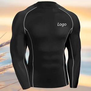 Wholesale Plain Dyed Breathable <b>Men</b> Breathable Rash Guard Gym Fitness Bodybuilding Workout <b>Compression</b> <b>Shirt</b> For <b>Men</b> - Product Image 3