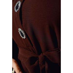 ชุดเดรสผูกแขนสีน้ำตาล - Product Image 3