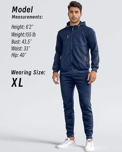 Ensemble de survêtements en molleton coupe ajustée pour hommes deux pièces en polyester Streetwear de gymnastique coupe-vent à capuche personnalisé - Product Image 4
