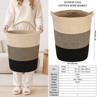 Panier à linge en corde de coton extra large, écologique, tressé, pour ranger les jouets et les couvertures de la crèche