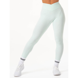 Transpirable personalizado Cool Mint NKD Cross Waist Band Leggings High Cross Over Waist Active Wear Fashion Gym Leggings para mujeres - Product Image 1