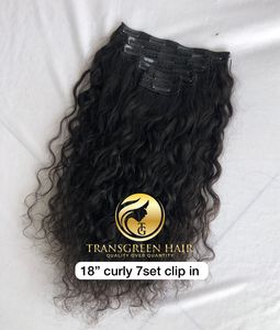 Venta al por mayor 100% Extensión de Cabello Virgen Crudo Sin Procesar Doble Trama 7 Set Rizado Clip-In Negro Mujeres Single Donor Machine Hair - Product Image 3