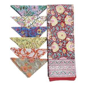 Mantel y Servilletas Rectangulares de Algodón 100% con Estampado Floral Indio Hecho a Mano para Cocina, Hoteles, Bares, Bodas y Cenas - Product Image 6