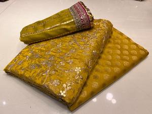 Ssumaira's Luxury Pure Jamawar Banarsi camisa pantalón listo para usar Dupatta 3 piezas cosido trajes de mujer ropa Formal - Product Image 6