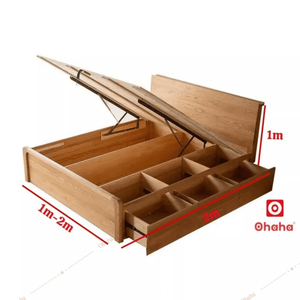 High-class modern industrial wooden <b>bed</b> with storage compartment - OHAHA GC056 - Product Image 6