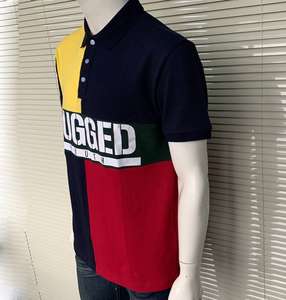 T-shirt à manches courtes décontracté à col rond pour hommes, fabriqué à partir de coton doux avec un design de blocs de couleurs à la mode pour une élégance décontractée. - Product Image 6