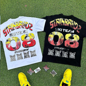 Camiseta Corta Personalizada 100% Algodón, Estilo Holgado, con Apliques Bordados, Hombros Caídos, Dobladillo sin Rematar, 100% Algodón - Product Image 5