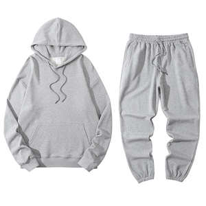 Logo personnalisé surdimensionné coton survêtement hommes lourd à capuche pantalon de survêtement Jogging polaire chaud à capuche ensemble hiver - Product Image 3
