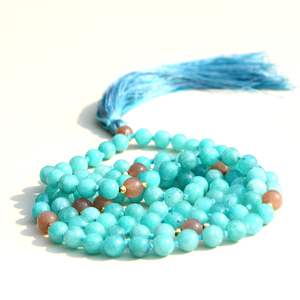 Collar de cuentas de amazonita Natural, collar de cuentas de Mella, para oración, Rosario, 7 Chakras - Product Image 4